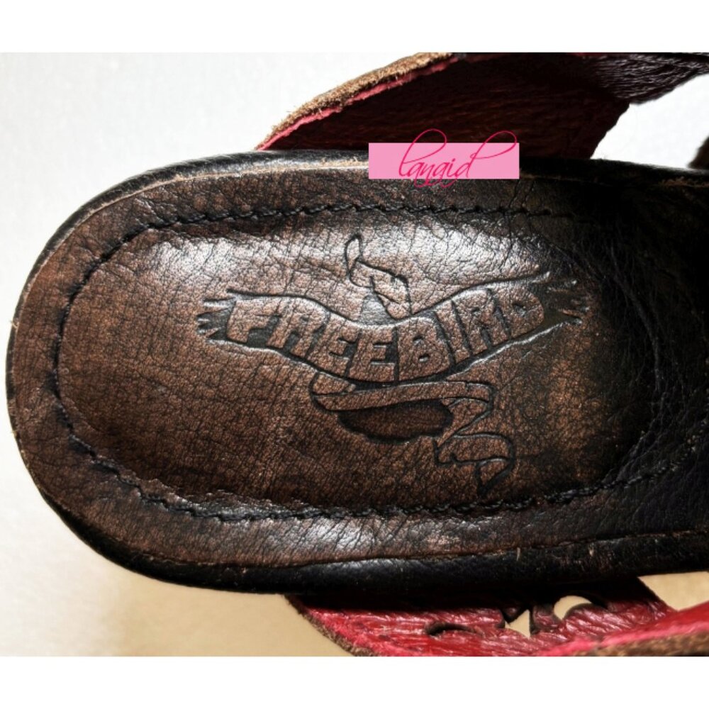 Freebird Steven Moonstar Leather Star Cut-Outs Distressed Low Heeled Slides Edgy - Picture 10 of 12